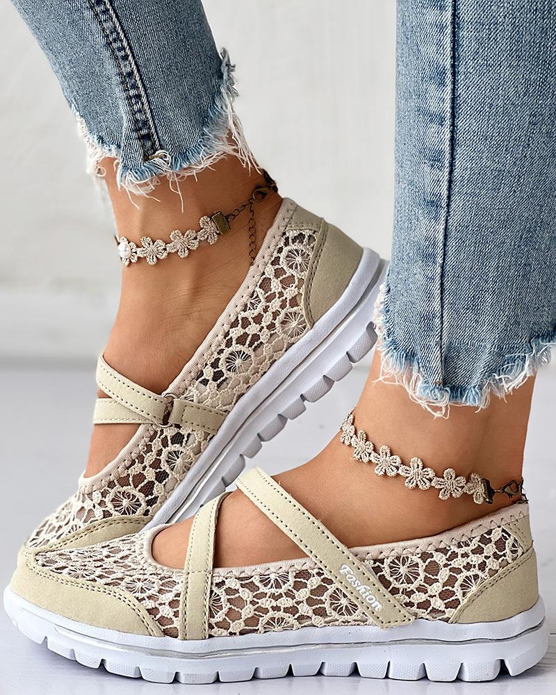 Contrast Lace Slip on Casual Sneakers
