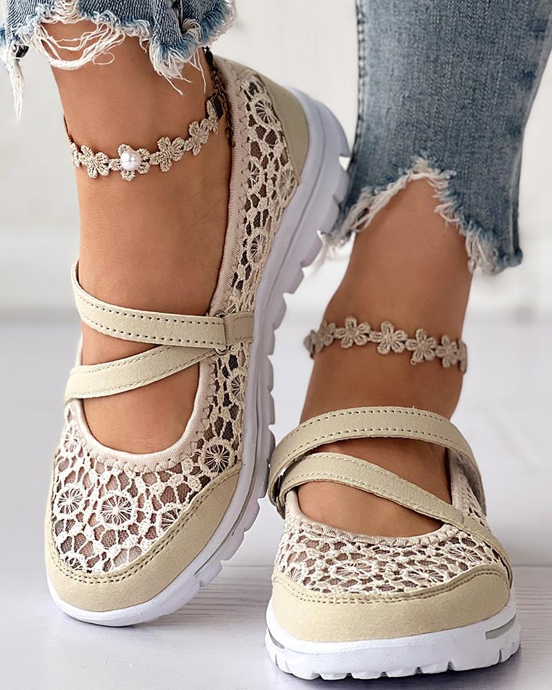 Contrast Lace Slip on Casual Sneakers