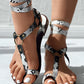 Toe Ring Buckled O ring Design Flat Sandals
