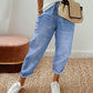 Pocket Design Drawstring Casual Jeans