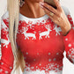 Christmas Reindeer Snowflake Print Long Sleeve Dress