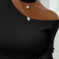 One Shoulder Long Sleeve Plain Sweater