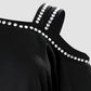 Rhinestone Decor Cold Shoulder Casual Dress