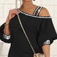 Rhinestone Decor Cold Shoulder Casual Dress