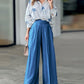 2PCS Palmtree Print Long Sleeve Blouse /w Wide Leg Pants Set