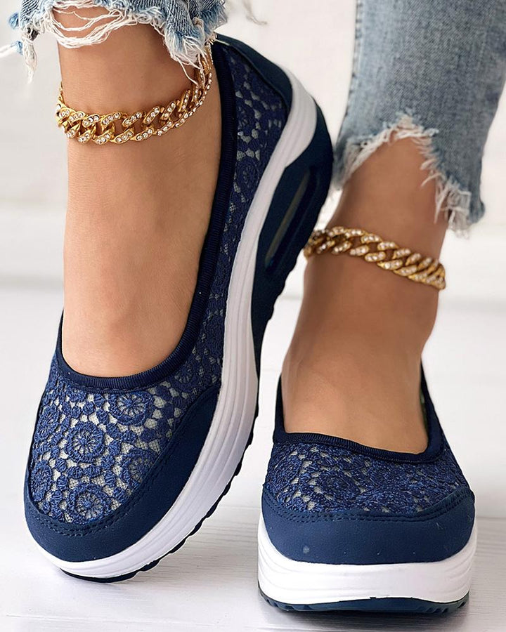 Contrast Lace Slip on Sneakers