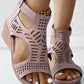 Hollow Out Buckled Peep Toe Wedge Sandals