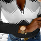 Colorblock Chevron Print Zipper Design Top