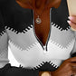 Colorblock Chevron Print Zipper Design Top
