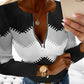 Colorblock Chevron Print Zipper Design Top