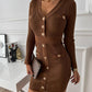 Long Sleeve Button Front Knit Work Dress