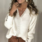 Contrast Lace V Neck Chunky Knit Sweater