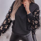 Fluffy Sequin Patch Long Sleeve Top
