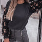 Fluffy Sequin Patch Long Sleeve Top