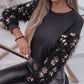 Fluffy Sequin Patch Long Sleeve Top