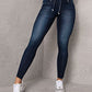 High Waist Drawstring Pocket Design Jeans