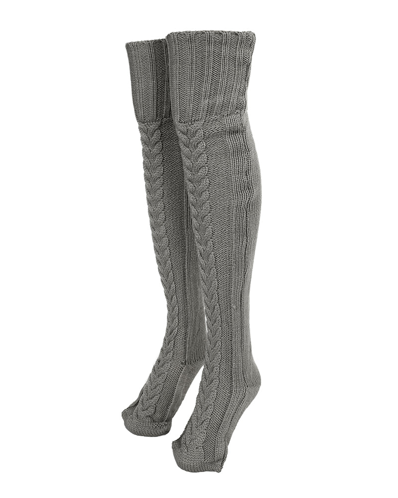 1Pair Over The Knee High Cable Knit Long Socks