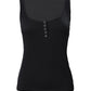 U Neck Snap Button Ribbed Tank Top