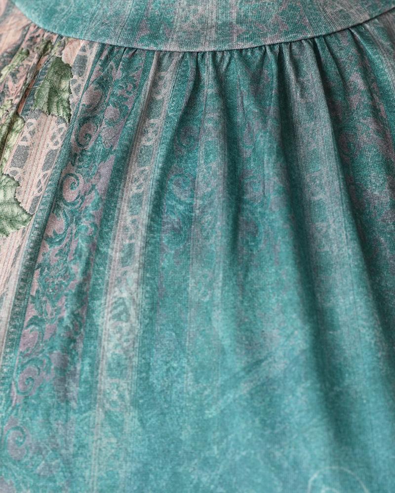 Floral Tribal Print Mock Neck Casual Dress