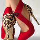 Contrast Leopard Print Tied Detail Stiletto Heel Pumps