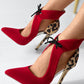 Contrast Leopard Print Tied Detail Stiletto Heel Pumps