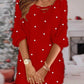 Beaded Decor V Neck Fluffy Casual Dress