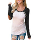 Buttoned Elbow Patches Raglan Sleeve Slinky Blouse