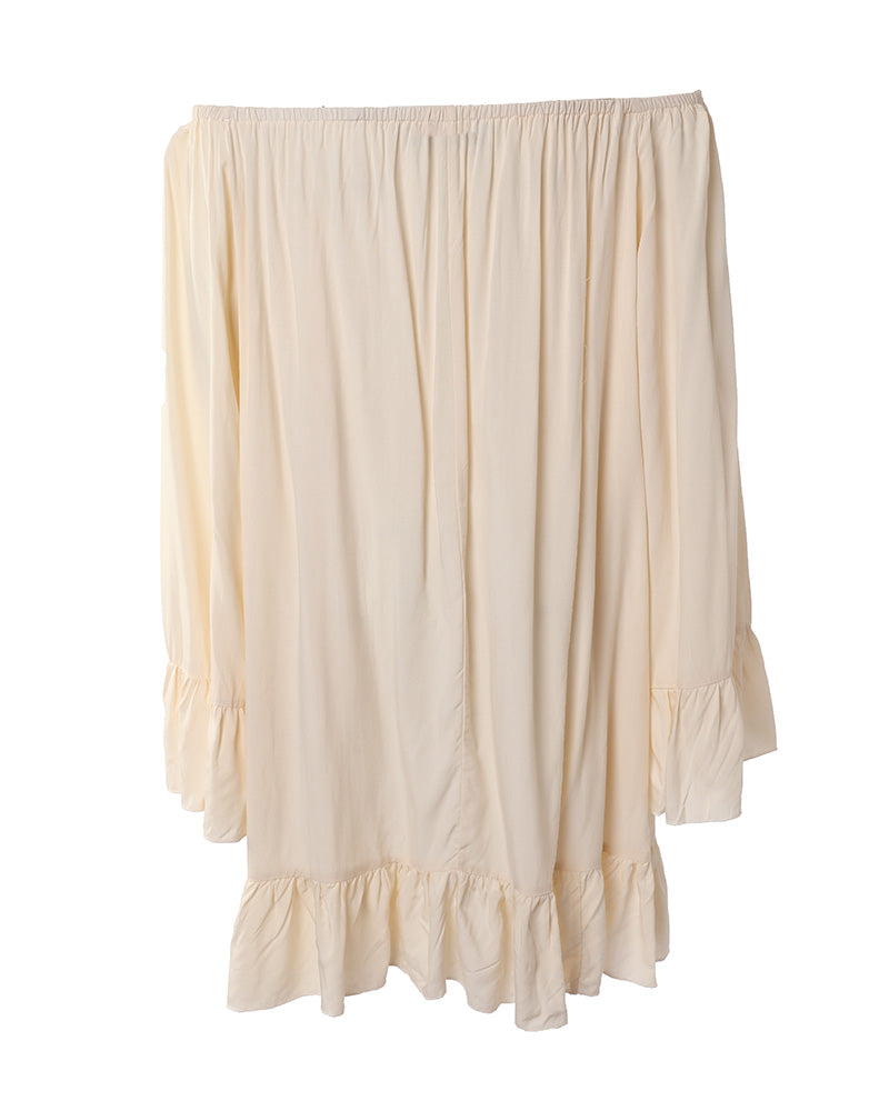 Bell Sleeve Ruffle Hem Casual Swing Dress