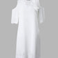 Hollow Out Scallop Trim Cold Shoulder Casual Dress
