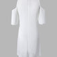 Hollow Out Scallop Trim Cold Shoulder Casual Dress