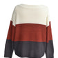 Colorblock Off Shoulder Long Sleeve Knit Sweater