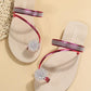 Rhinestone Floral Pattern Toe Ring Beach Flip Flops