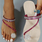 Rhinestone Floral Pattern Toe Ring Beach Flip Flops