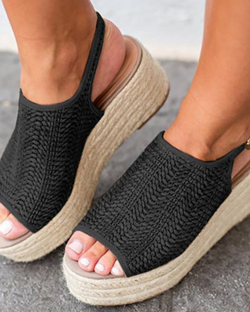Peep Toe Braided Espadrille Platform Sandals