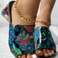 Crystal Decor Plants Embroidery Wedge Slippers