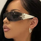 1Pair Trendy Shield Wrap Around Sunglasses Fashion Rimless Eyewear