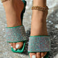 Rhinestone Wide Strap Beach Slippers
