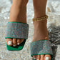 Rhinestone Wide Strap Beach Slippers