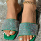 Rhinestone Wide Strap Beach Slippers