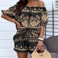 Tribal Print Off Shoulder Top & Shorts Set