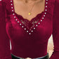 Velvet Beaded Contrast Lace Top