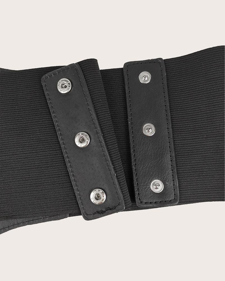 Buckled Snap Button Wide Waistband Corset Belt