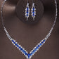 2PCS Rhinestone Decor Necklace & Dangle Earrings Wedding Bridal Jewelry Set