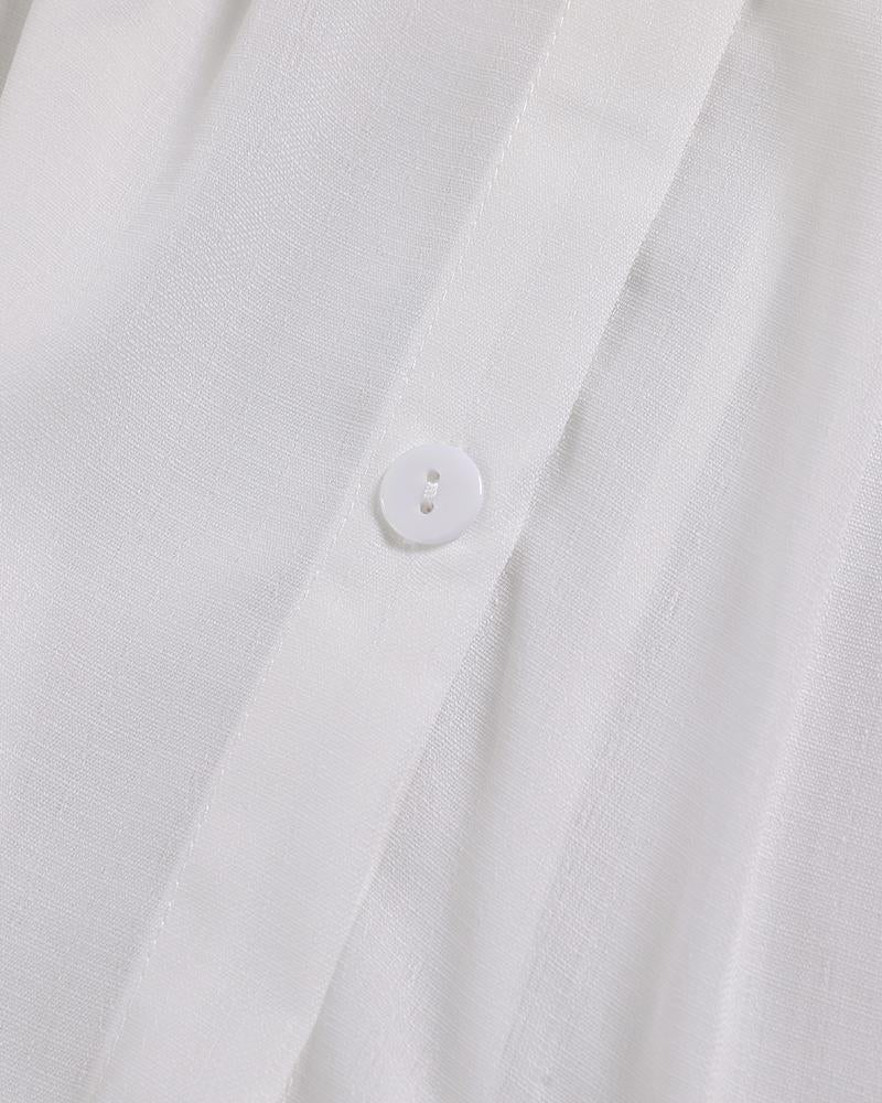 Spaghetti Strap Knotted Cutout Buttoned Maxi Dress