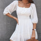 Lantern Sleeve Ruched Casual Dress