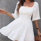 Lantern Sleeve Ruched Casual Dress