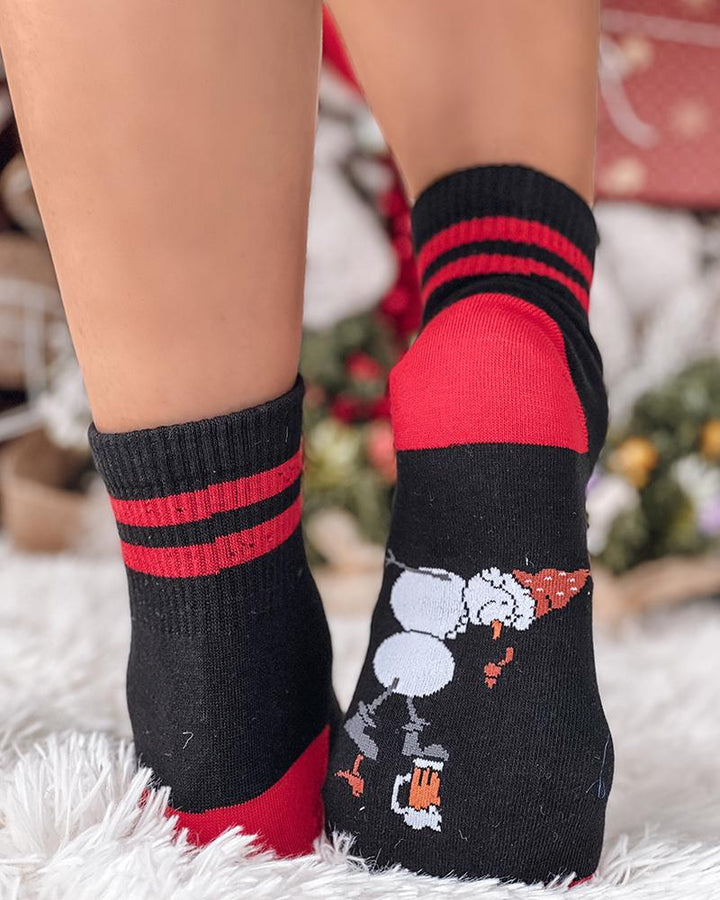 1Pair Christmas Snowman Letter Print Socks