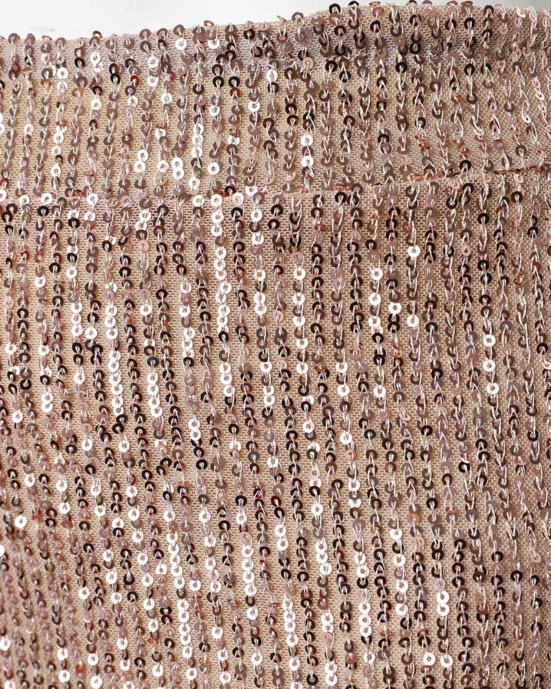 High Waist Sequin Mini Skirt