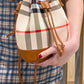 Plaid Print Drawstring Bucket Bag