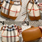 Plaid Print Drawstring Bucket Bag